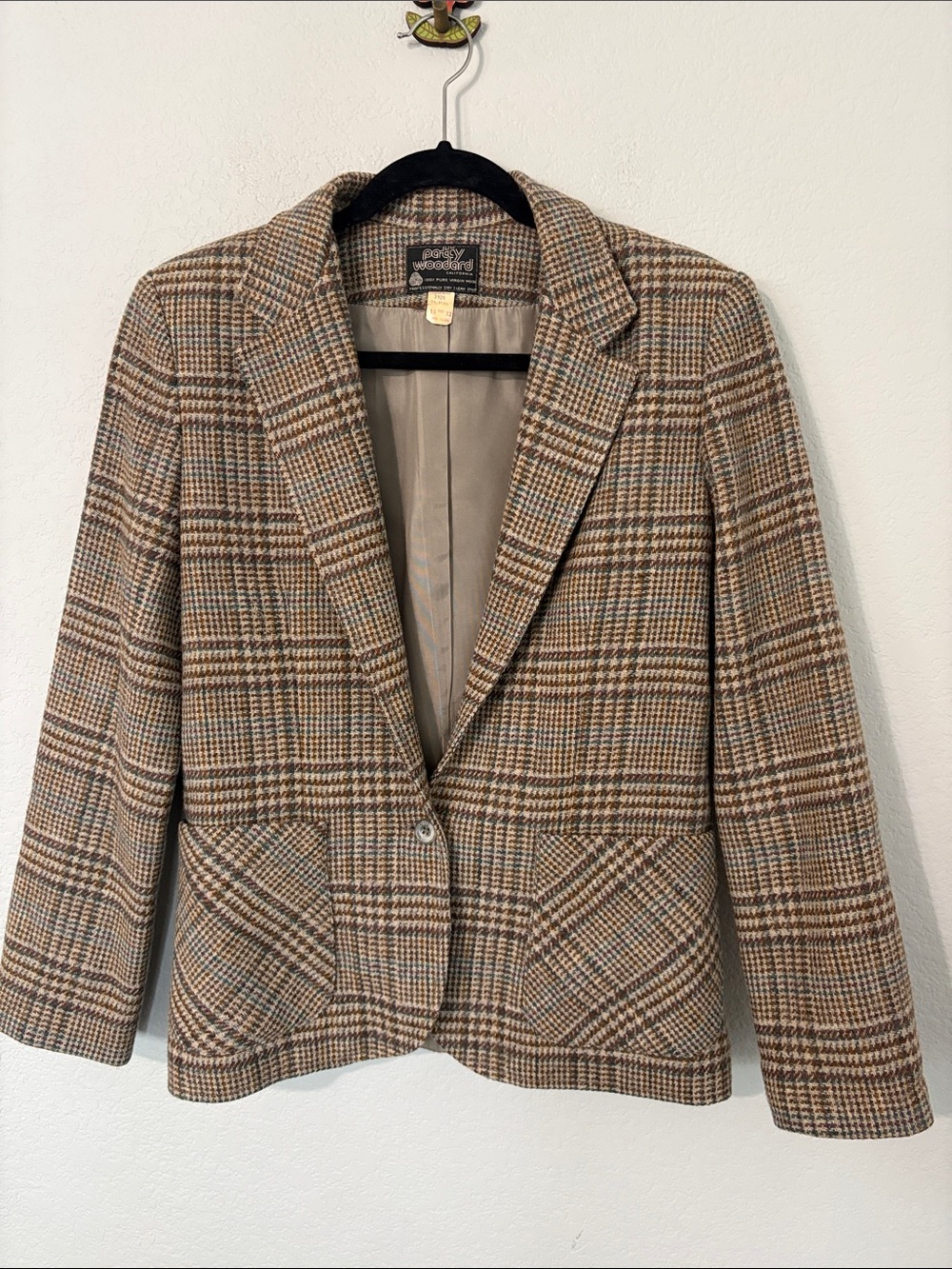 Wool Plaid Patty Woodard Vintage Blazer Jacket  11/12